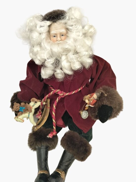 Vintage Other - Victorian Style Santa Claus Christmas Decor Red Velvet Wind Up Music Vintage